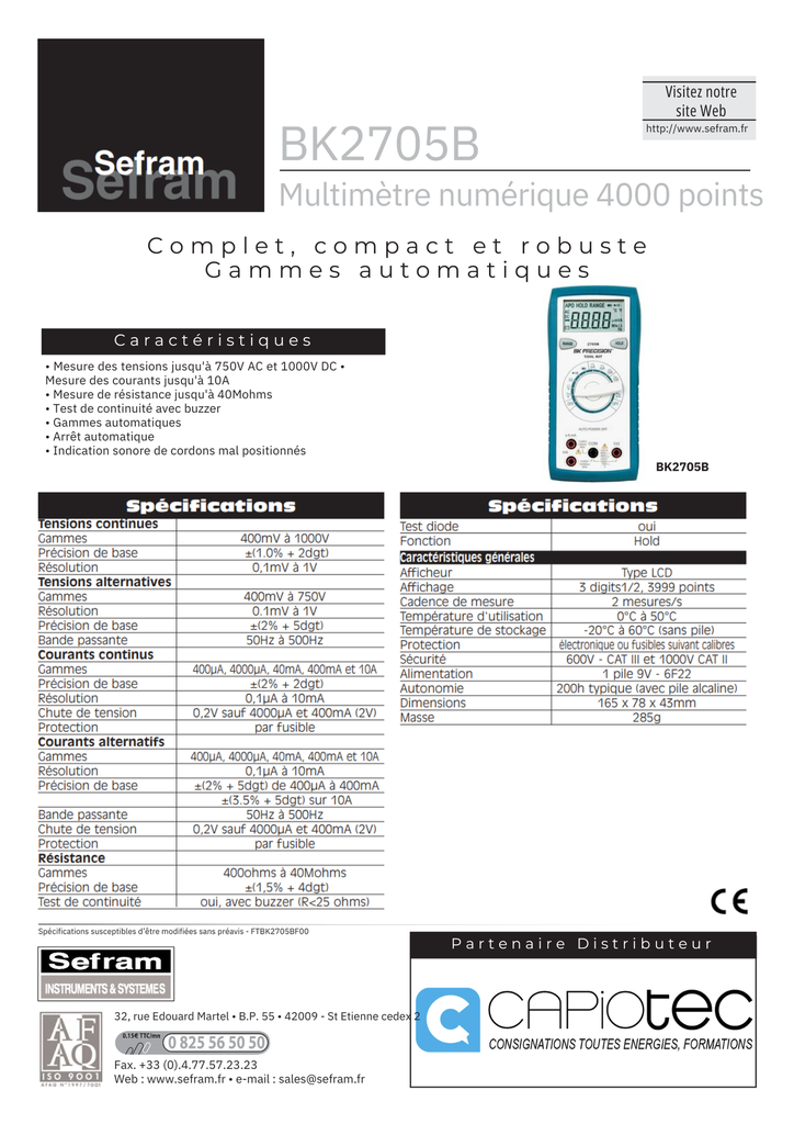 MULTIMETRE NUMERIQUE DE POCHE 2000 POINTS