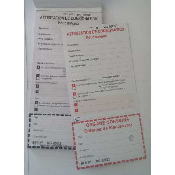 Carnet de consignation 25 fiches, bons et souches