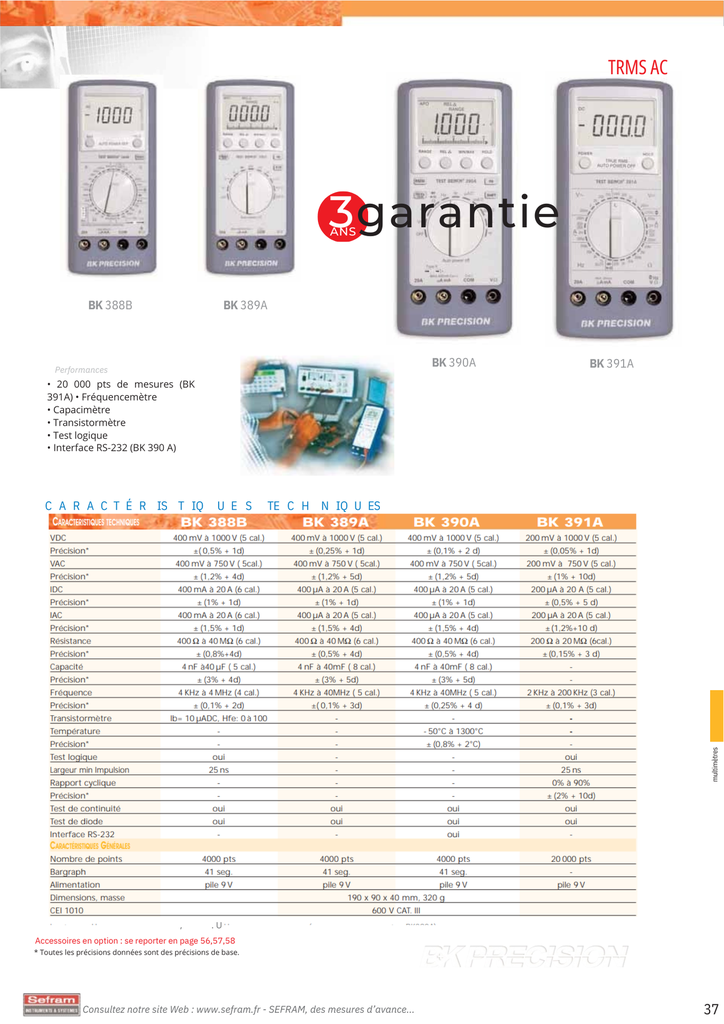 MULTIMETRE NUMERIQUE DE POCHE 2000 POINTS, TRMS AC. UDC 1000V, UAC 750V