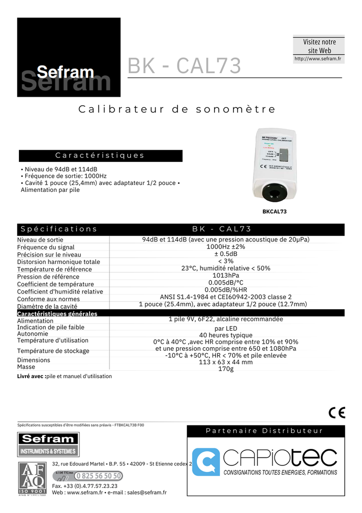 CALIBRATEUR POUR SONOMETRE