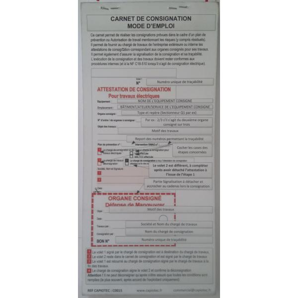Carnet de consignation 25 fiches, bons et souches