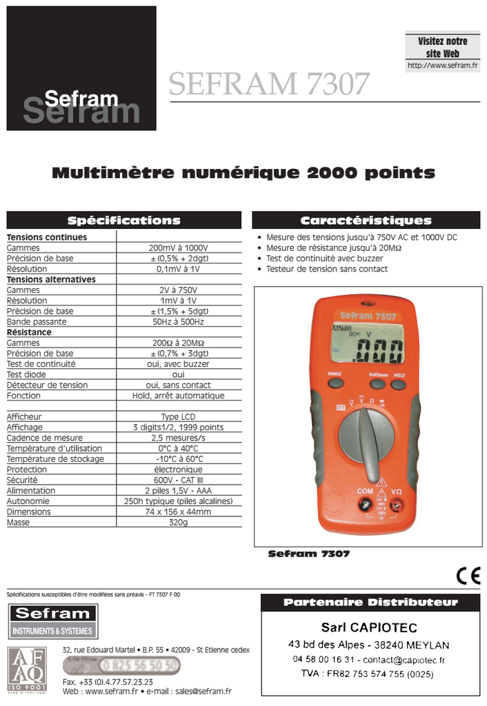 MULTIMETRE SEFRAM 7307