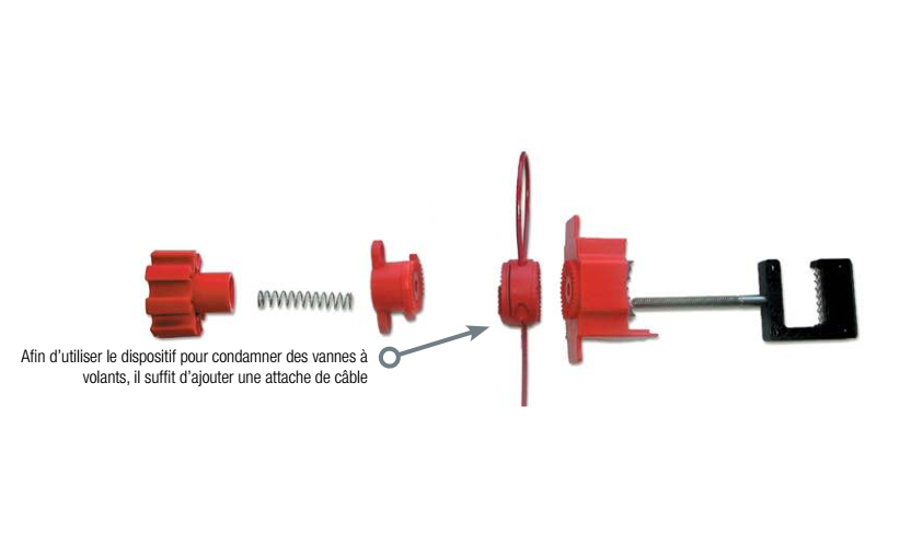 ATTACHE DE CABLE POUR SYSTEME UNIVERSEL DE CONDAMNATION DE VANNE