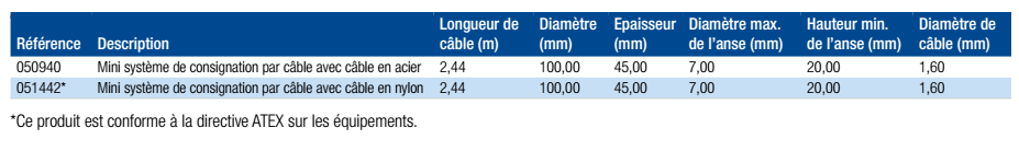 DISPOSITIF DE CONDAMNATION PAR CABLE MINIATURE