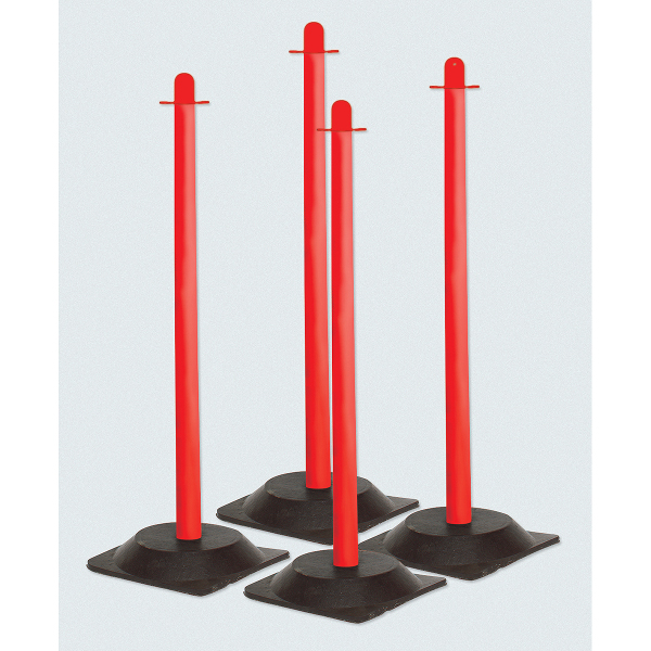 KIT DE 4 POTEAUX DE SIGNALISATION ROUGE