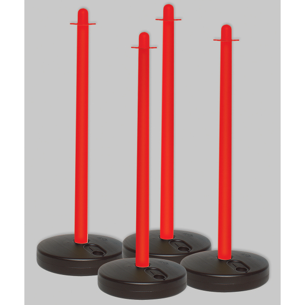 KIT DE 4 POTEAUX DE SIGNALISATION AVEC SOCLE LESTABLE ROUGE