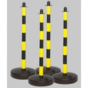 KIT DE 4 POTEAUX DE SIGNALISATION AVEC SOCLE LESTABLE JAUNE ET NOIRE