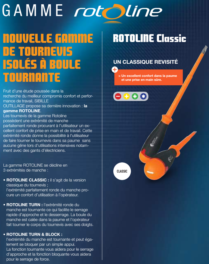 COFFRET DE 6 TOURNEVIS ISOLES 1000V ROTOLINE CLASSIC