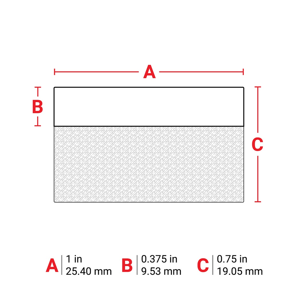 ETIQUETTES AUTO-PROTEGEES VINYLE B-427 LARGEUR 25,4MM POUR ETIQUETEUSE M6/M7 - DIMENSIONS M6-96-427