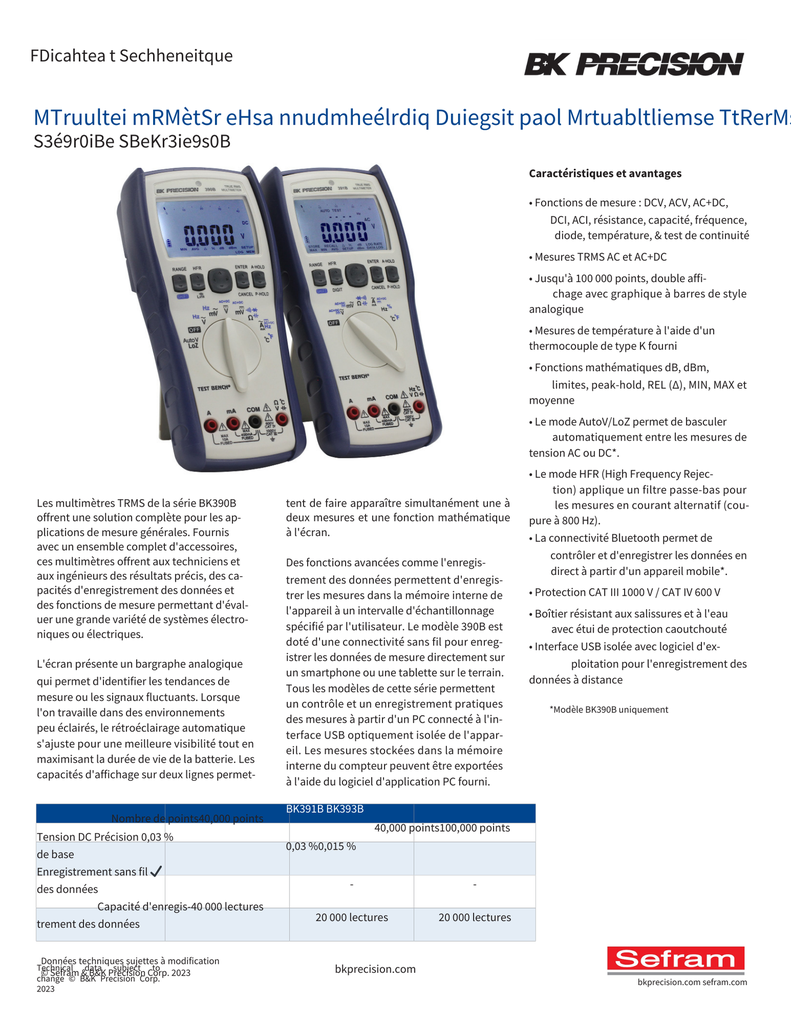 MULTIMETRE NUMERIQUE 40000 POINTS, DOUBLE AFFICHEUR