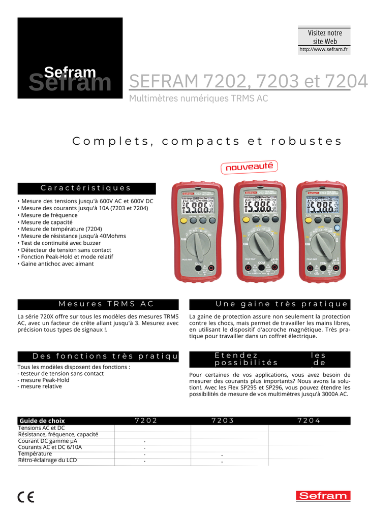 MULTIMETRE NUMERIQUE PORTABLE 6 000 POINTS. TRMS AC.