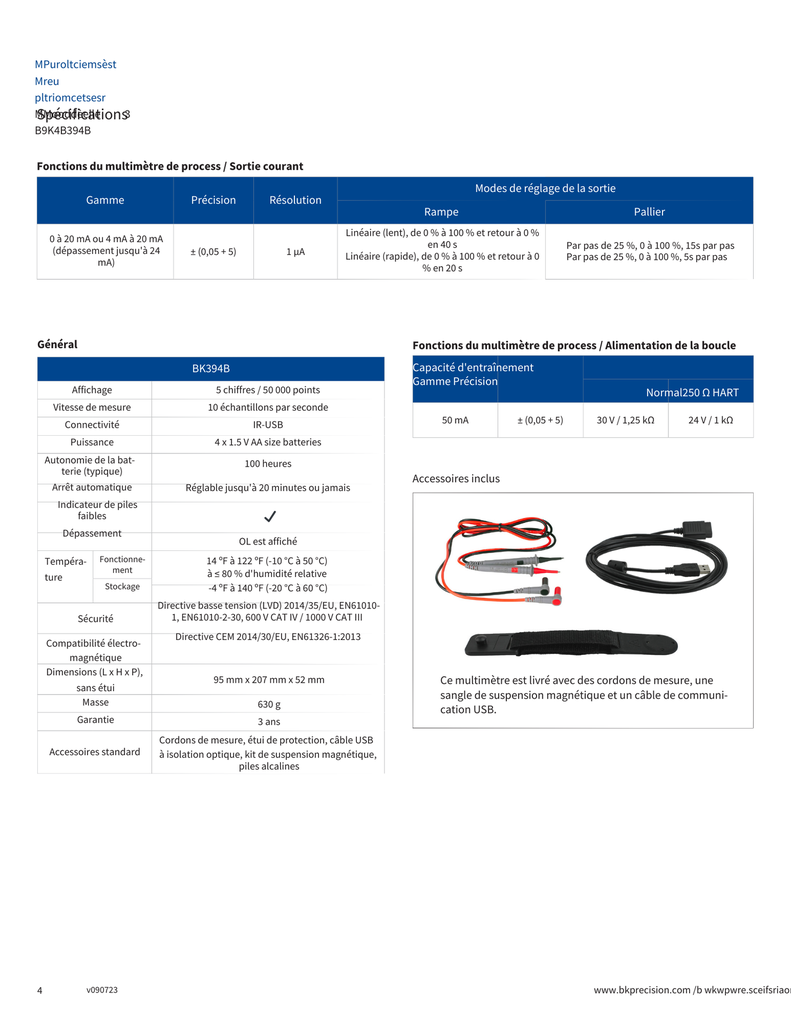 MULTIMETRE PROCESS / CALIBRATEUR DE BOUCLE 20 mA, 24V