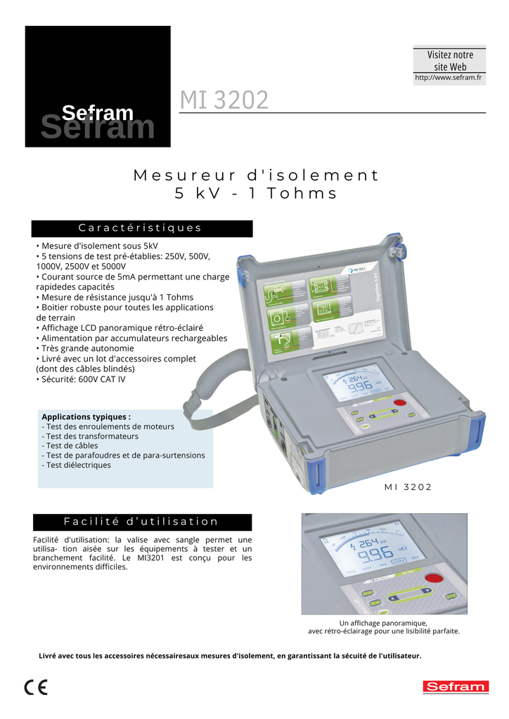 MESUREUR D'ISOLEMENT 5KV - 1 TOHMS