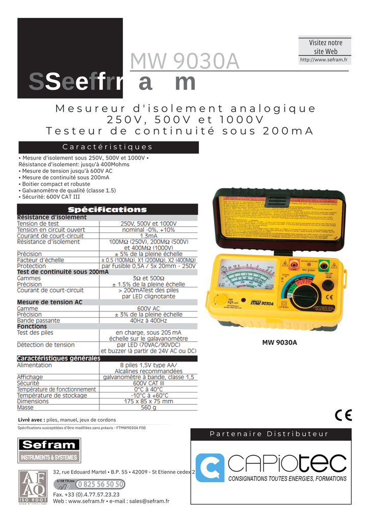 MESUREUR D'ISOLEMENT ANALOGIQUE 250V