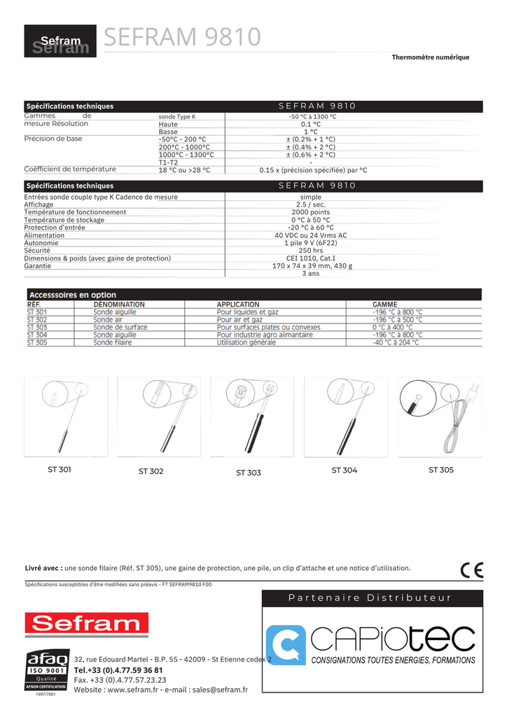 THERMOMETRE NUMERIQUE (1 VOIE) POUR THERMOCOUPLES TYPE K
