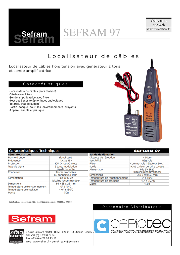 TRACEUR DE CABLE HORS TENSION AVEC GENERATEUR 2 TONS ET SONDES AMPLIFICATRISE