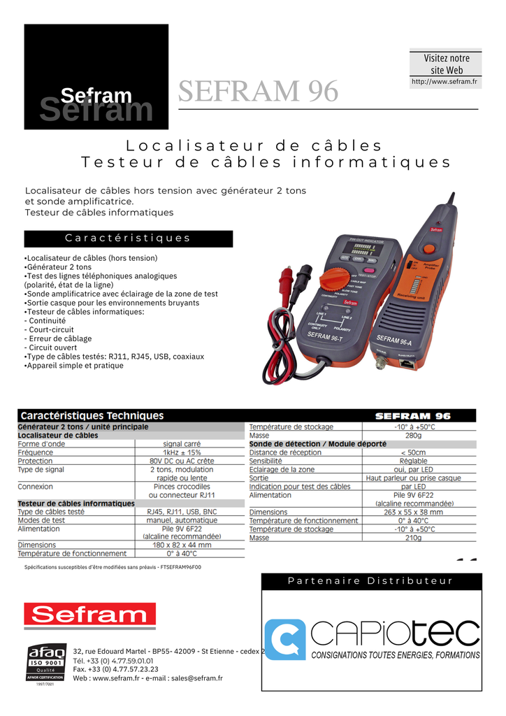 TRACEUR DE CÂBLE RESEAUX INFORMATIQUES, ET CÂBLES ELECTRIQUES HORS TENSION