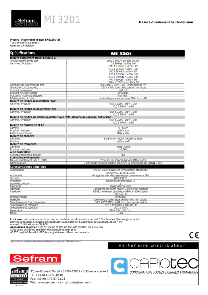 MESUREUR D'ISOLEMENT 5KV 6 - 10TOHMS