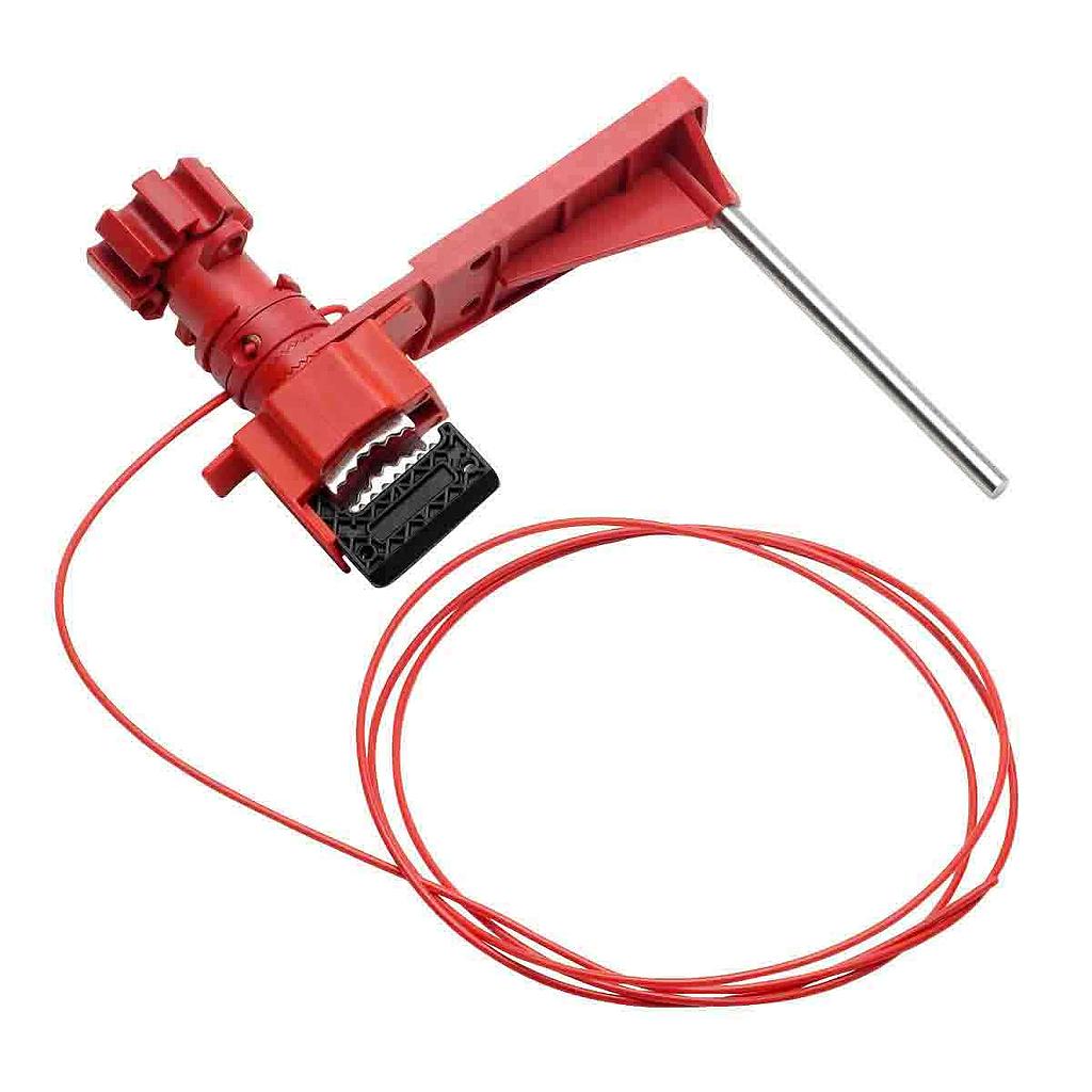 [BRD051394] SYSTEME UNIVERSEL DE CONDAMNATION DE VANNE AVEC CABLE ET BRAS DE BLOCAGE (Métallique, Epaisseur max 15,2 / Largeur max 25,4)