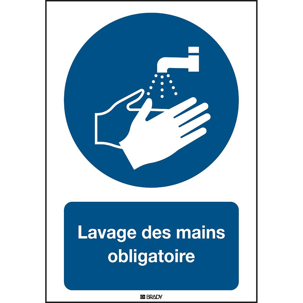 AFFICHE ADHESIVE A4 - LAVAGE DES MAINS OLBIGATOIRE