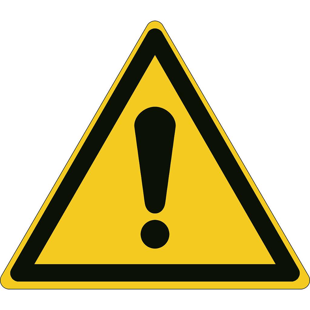 [BRD826619] PICTOGRAMMES DANGER - PANNEAU RIGIDE POLYPROPYLENE (W001 - Danger général, 100 x 87 mm)