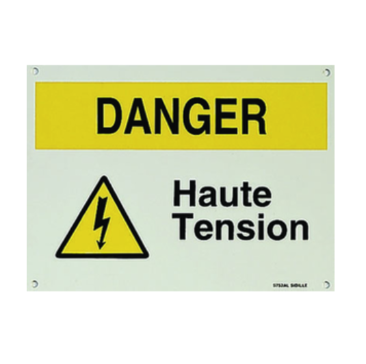 PANCARTE ALUMINIUM "DANGER - HAUTE TENSION"