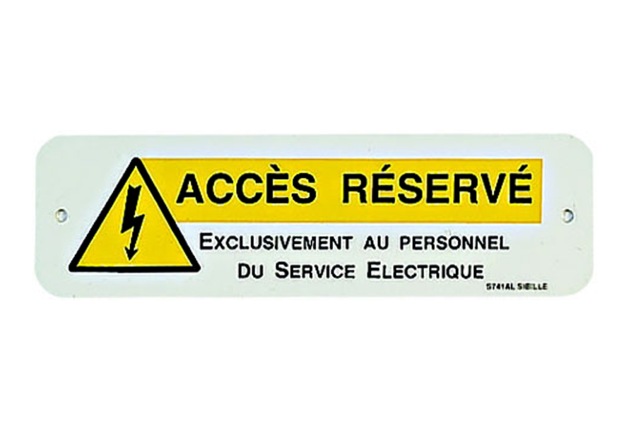 PANCARTE ALUMINIUM "ACCES RESERVE AU PERSONNEL DU SERVICE ELECTRIQUE"