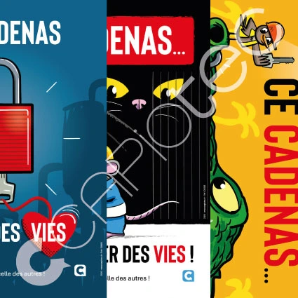 LOT DE 3 AFFICHES PREVENTION SECURITE CONSIGNATION