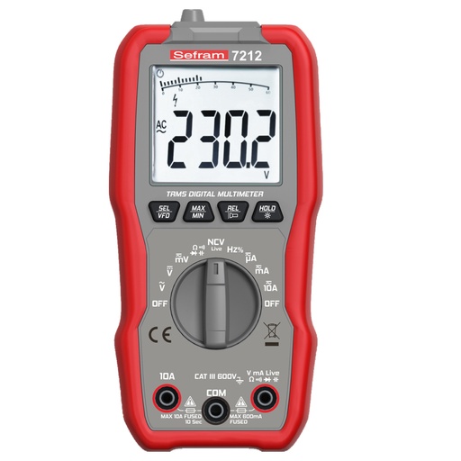 [SFMSEFRAM7212] MULTIMETRE COMPACT 6000 POINTS, TRMS AC, GAMME AUTOMATIQUE